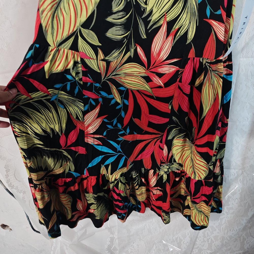 Tribal Vibrant Leaf Print Mini Dress - Picture 7 of 13